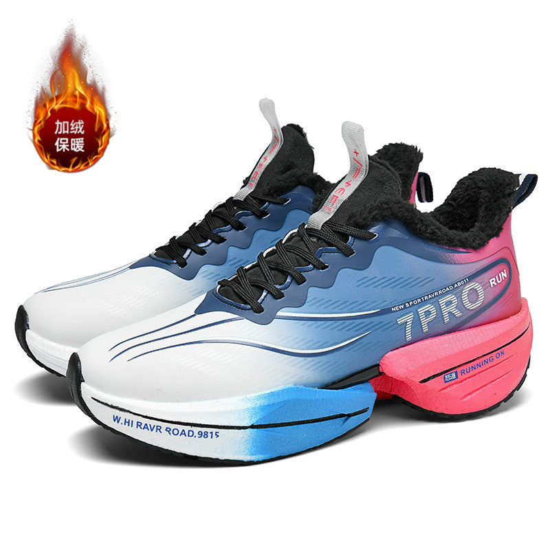 Running shoes winter fleece-lined mesh flying 3c boys sports running shoes