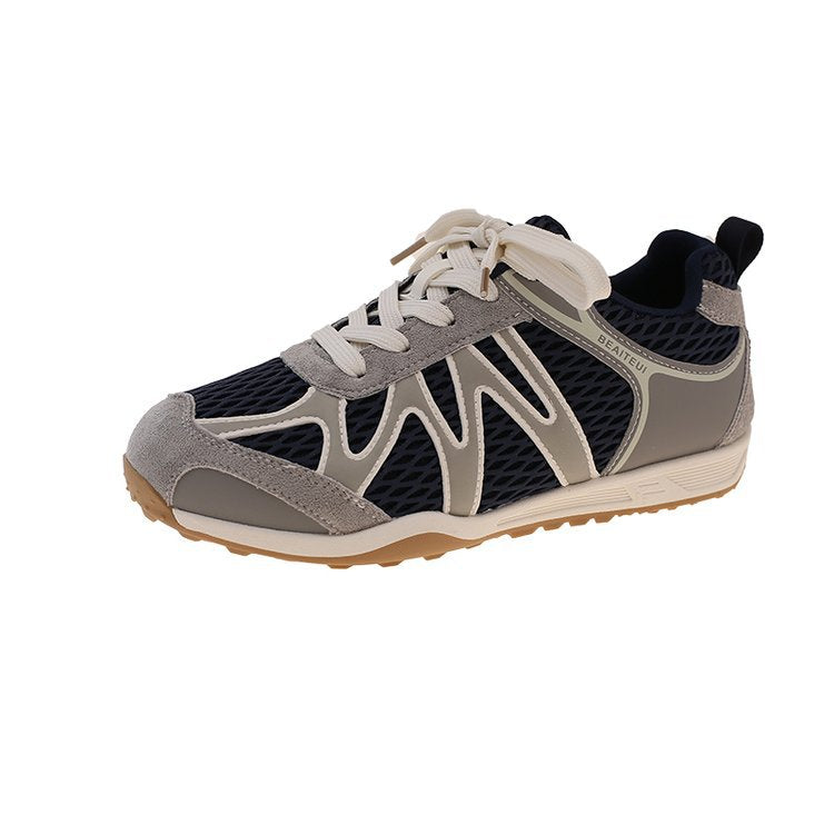 Summer Mesh Breathable Moral Training Shoes for Women 2025 New Versatile Mesh Forrest Gump Shoes Lace-Up Thick-Soled Casual Sports Shoes