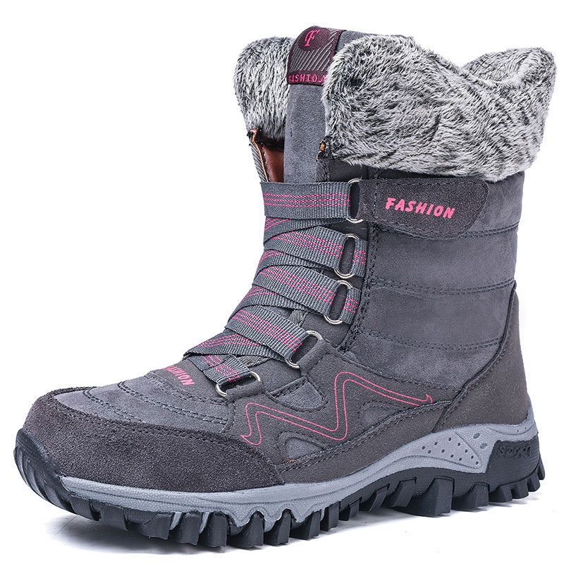 Northern Winter Fleece-lined Warm Thick-soled Snow Boots Cotton-padded Shoes High-top Women's Shoes Thick-soled Outdoor Mountaineering Shoes Casual Shoes