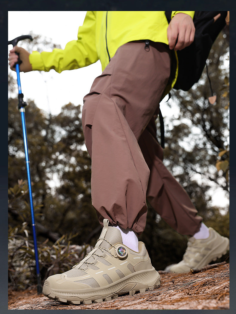 Rotating Buckle Anti-Slip Hiking Shoes for Men, Water-Repellent Cross-Country Running Shoes, Cushioning Outdoor Sports Shoes, Wear-Resistant Hiking Shoes