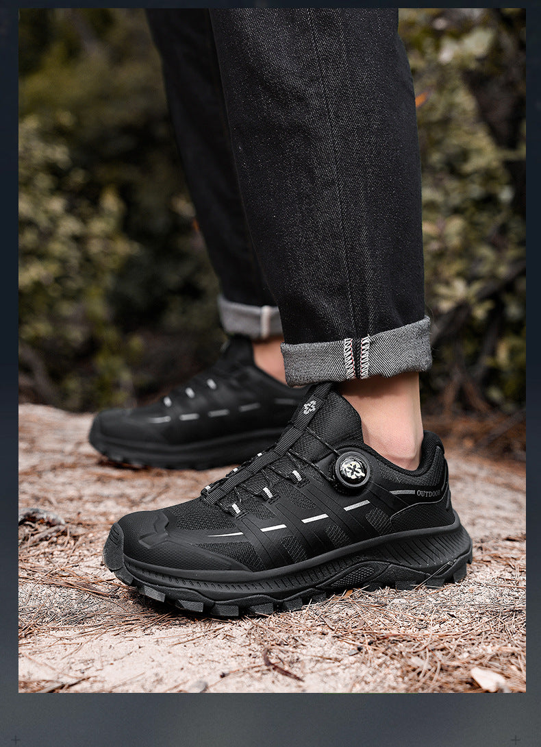 Rotating Buckle Anti-Slip Hiking Shoes for Men, Water-Repellent Cross-Country Running Shoes, Cushioning Outdoor Sports Shoes, Wear-Resistant Hiking Shoes