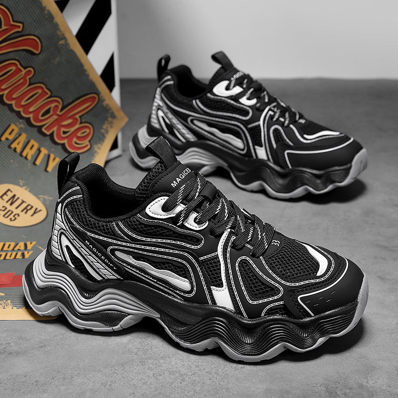 Autumn and Winter Height-Increasing Casual Running Shock-Absorbing Sports Shoes for Men, Youth Trendy Breathable Casual Mesh Dad Shoes