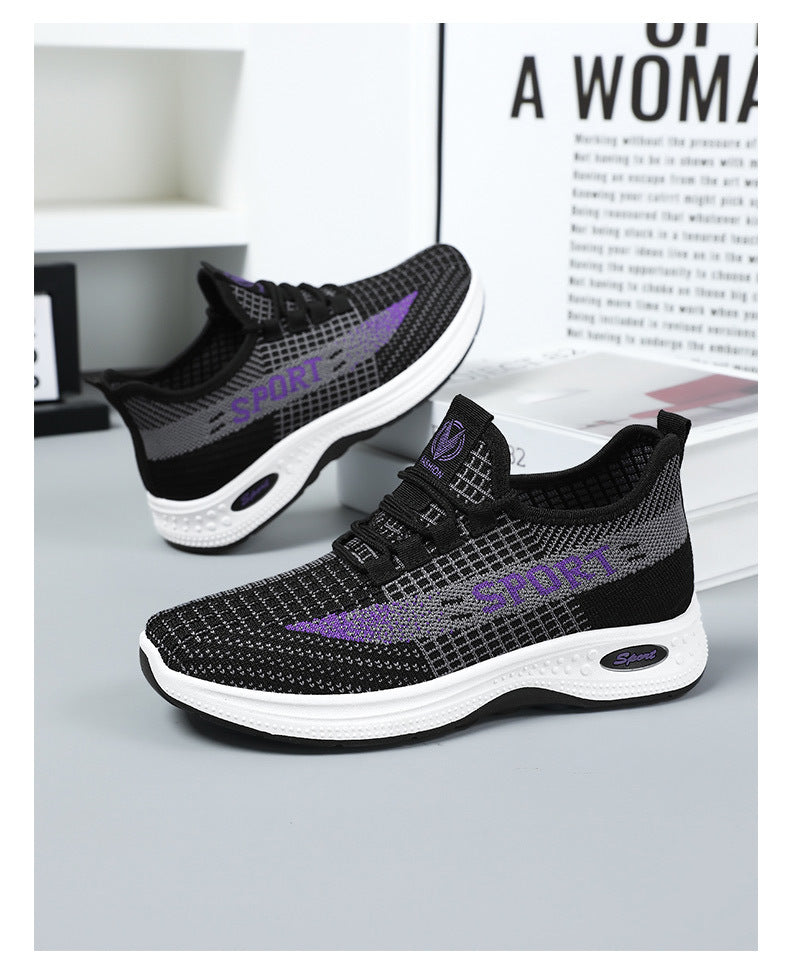 Sports Shoes for Women, Summer New Breathable Mesh Shoes, Fly-Knit Soft-Soled Running Shoes, Comfortable and Not Tiring for Feet, Casual Women's Shoes