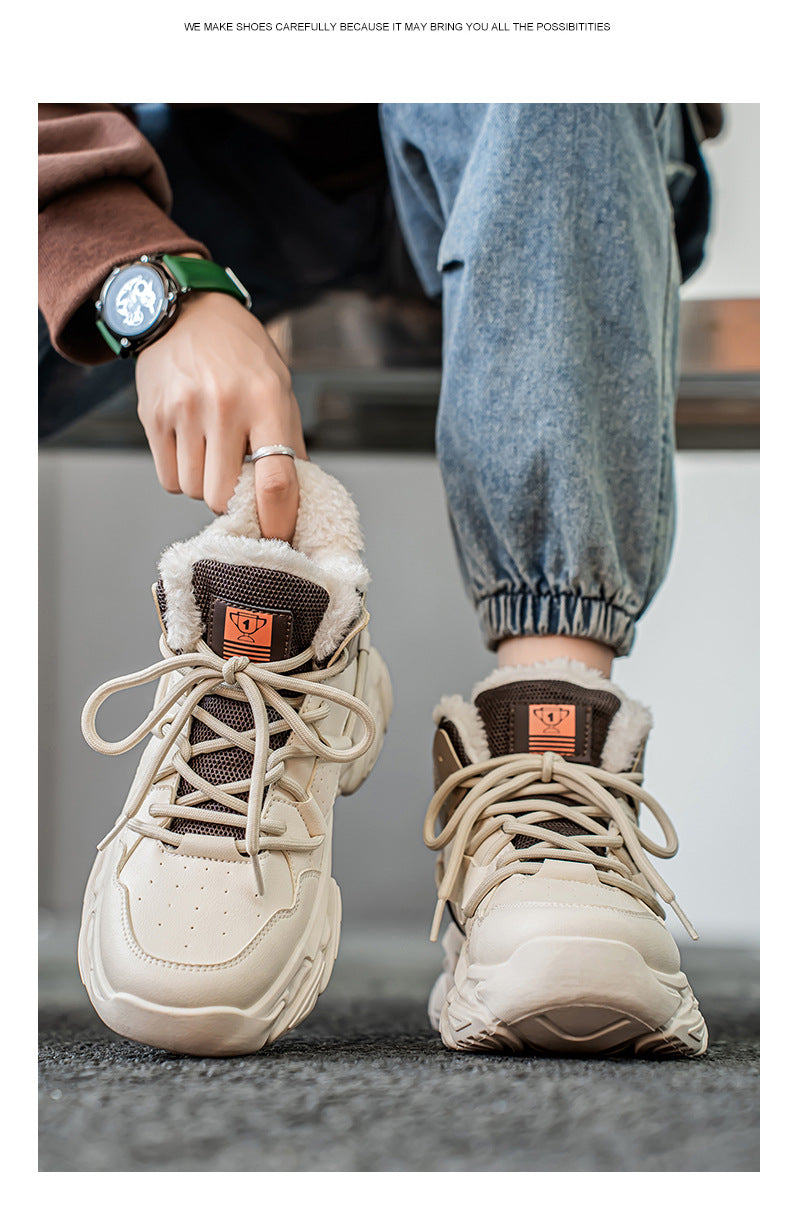 Men's Shoes New Fashion Brand fleece-lined Warm Running sneaker Increased High-end Sense Teenagers All-match Putian Torre Shoes