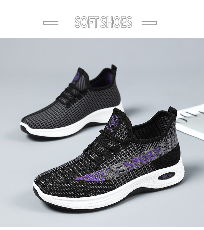 Sports Shoes for Women, Summer New Breathable Mesh Shoes, Fly-Knit Soft-Soled Running Shoes, Comfortable and Not Tiring for Feet, Casual Women's Shoes