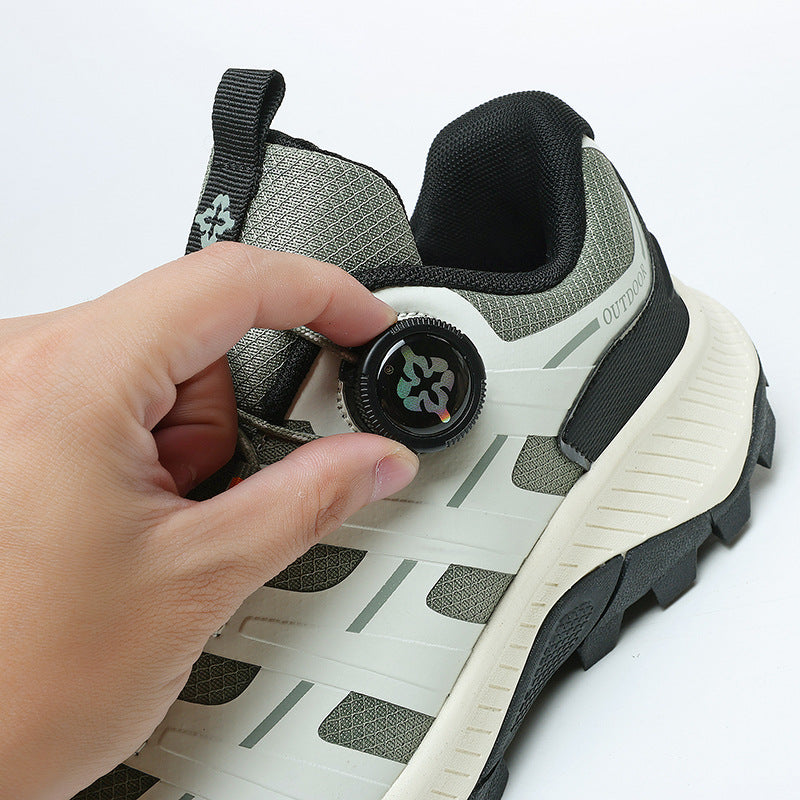 Rotating Buckle Anti-Slip Hiking Shoes for Men, Water-Repellent Cross-Country Running Shoes, Cushioning Outdoor Sports Shoes, Wear-Resistant Hiking Shoes
