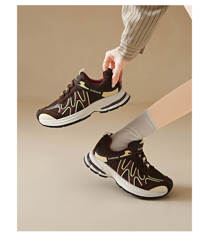 Dad Shoes for Women 2025 New Mesh Breathable Jogging Shoes Thick Sole Heightening Casual Sports Shoes