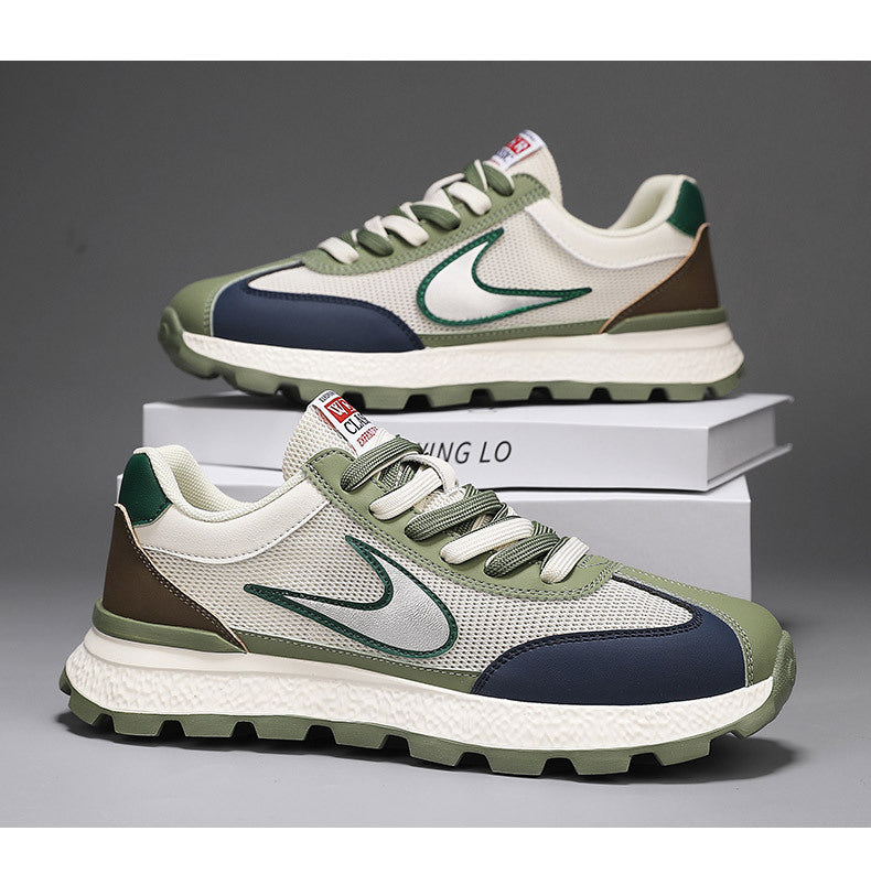 Men's Shoes, New Autumn Style, Breathable, Lightweight, Soft-Soled Running Shoes, Youth Fashion Casual Shoes, Single Mesh Color-Blocking Sports Trendy Shoes