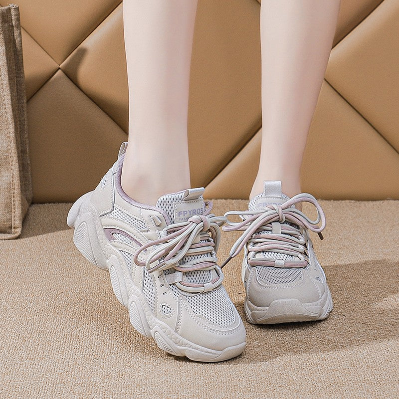Women's Shoes 2024 New Summer Mesh Breathable Lightweight sneaker Shock Absorbing Running Dad Shoes Soft Bottom Thin Mesh Shoes