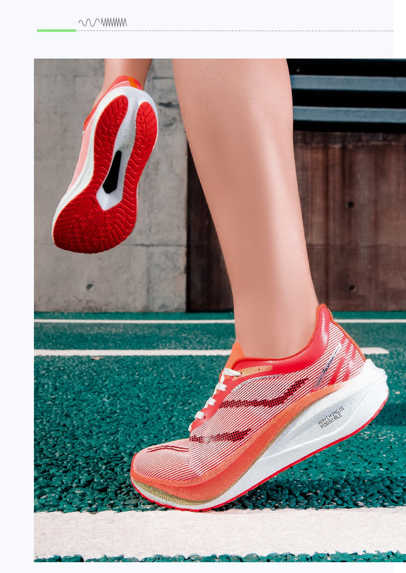 Summer Single Mesh Breathable Carbon Plate Running Shoes for Men, Body Test, High School Entrance Examination Racing Students, Professional Sports Shoes, Shock-Absorbing Running Shoes for Women