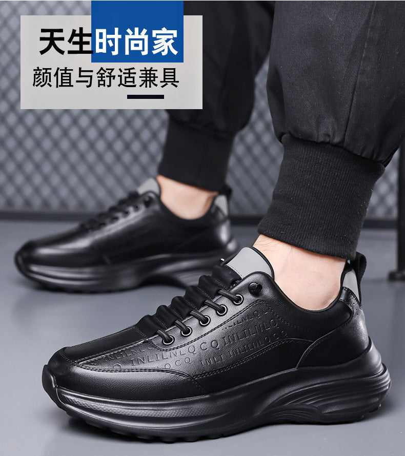 Sports Shoes for Men 2026 New Trendy Genuine Leather Lightweight Soft-Soled Casual Shoes for Students Running Outdoor High-End Men's Shoes