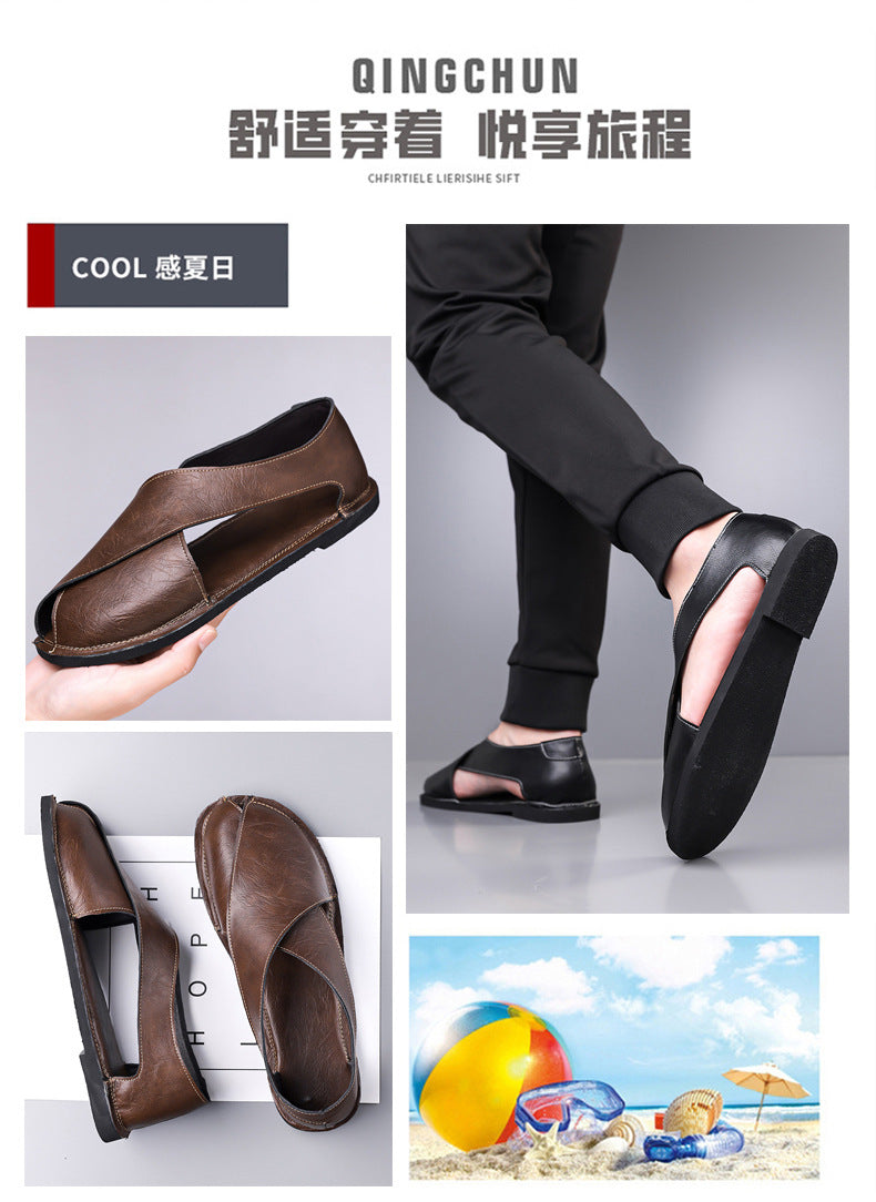 Italian Leather Sandals for Men Summer Sandals Men Casual Shoes Black Fashion Gladiator Sandals for Men Designer Shoes Zapatos