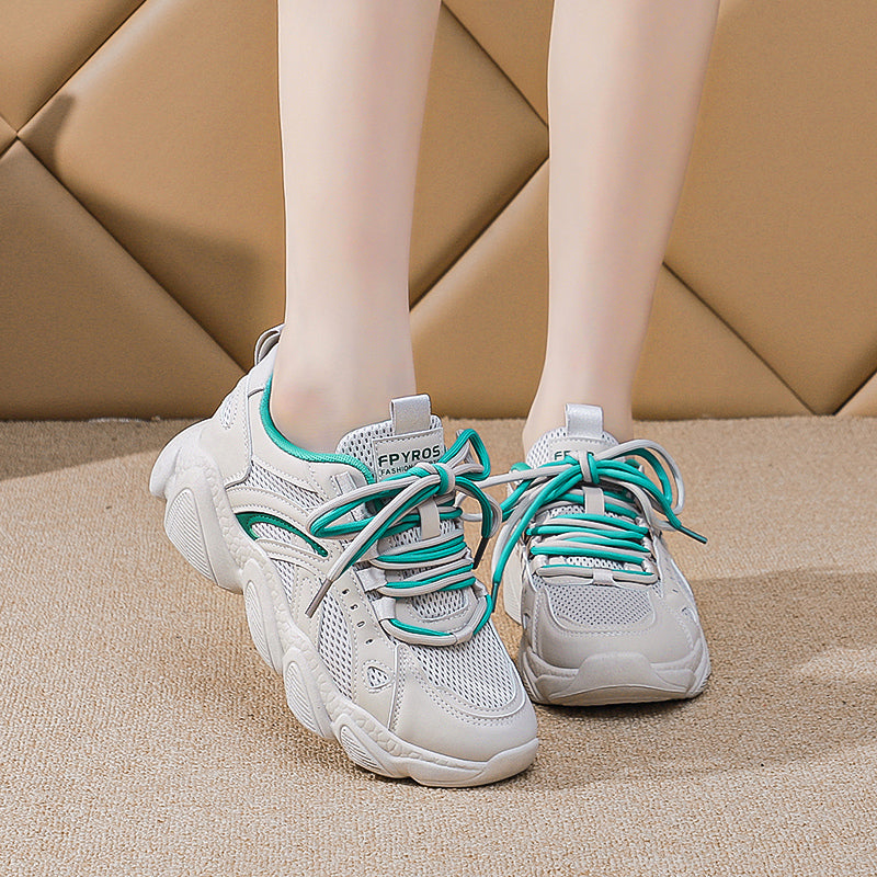 Women's Shoes 2024 New Summer Mesh Breathable Lightweight sneaker Shock Absorbing Running Dad Shoes Soft Bottom Thin Mesh Shoes