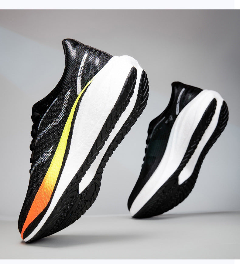 Summer Single Mesh Breathable Carbon Plate Running Shoes for Men, Body Test, High School Entrance Examination Racing Students, Professional Sports Shoes, Shock-Absorbing Running Shoes for Women