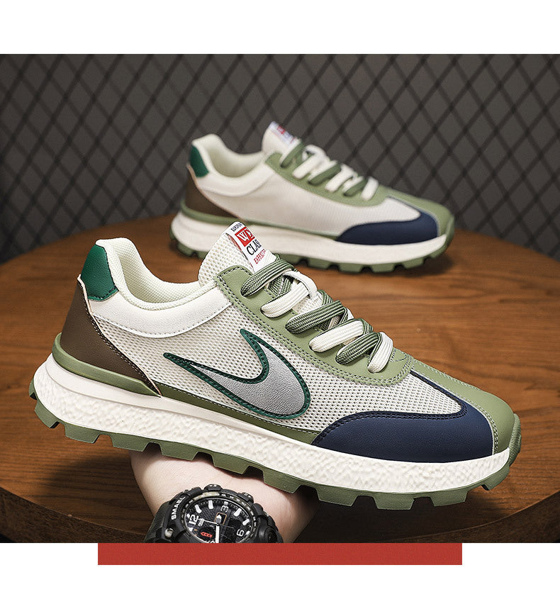 Men's Shoes, New Autumn Style, Breathable, Lightweight, Soft-Soled Running Shoes, Youth Fashion Casual Shoes, Single Mesh Color-Blocking Sports Trendy Shoes