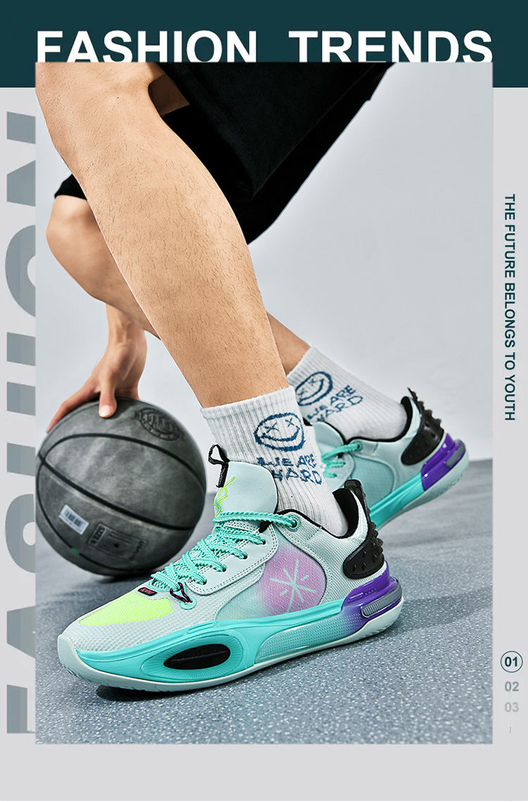 Basketball Shoes Men's New Breathable Non-slip Shock Absorption Wear-resistant Rebound Practical Training Shoes Sports Shoes for Young Students