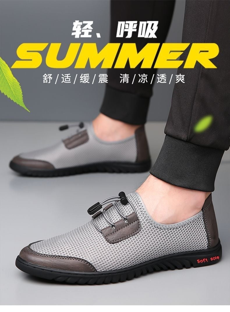 2026 Summer Men's Shoes New Sports Casual Shoes Lightweight Breathable Mesh Shoes Non-Slip Soft Sole Driving Shoes Slip-On