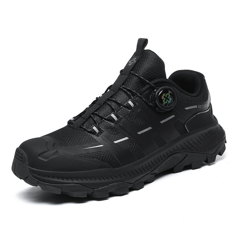 Rotating Buckle Anti-Slip Hiking Shoes for Men, Water-Repellent Cross-Country Running Shoes, Cushioning Outdoor Sports Shoes, Wear-Resistant Hiking Shoes