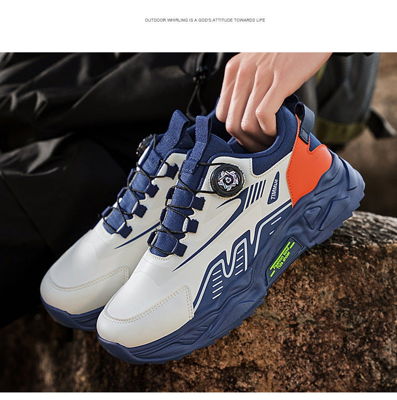 Men's Shoes Summer Breathable Lightweight Running Sports Trendy Shoes Non-slip Height-up Men's Slip-on Swivel Buckle Casual Shoes