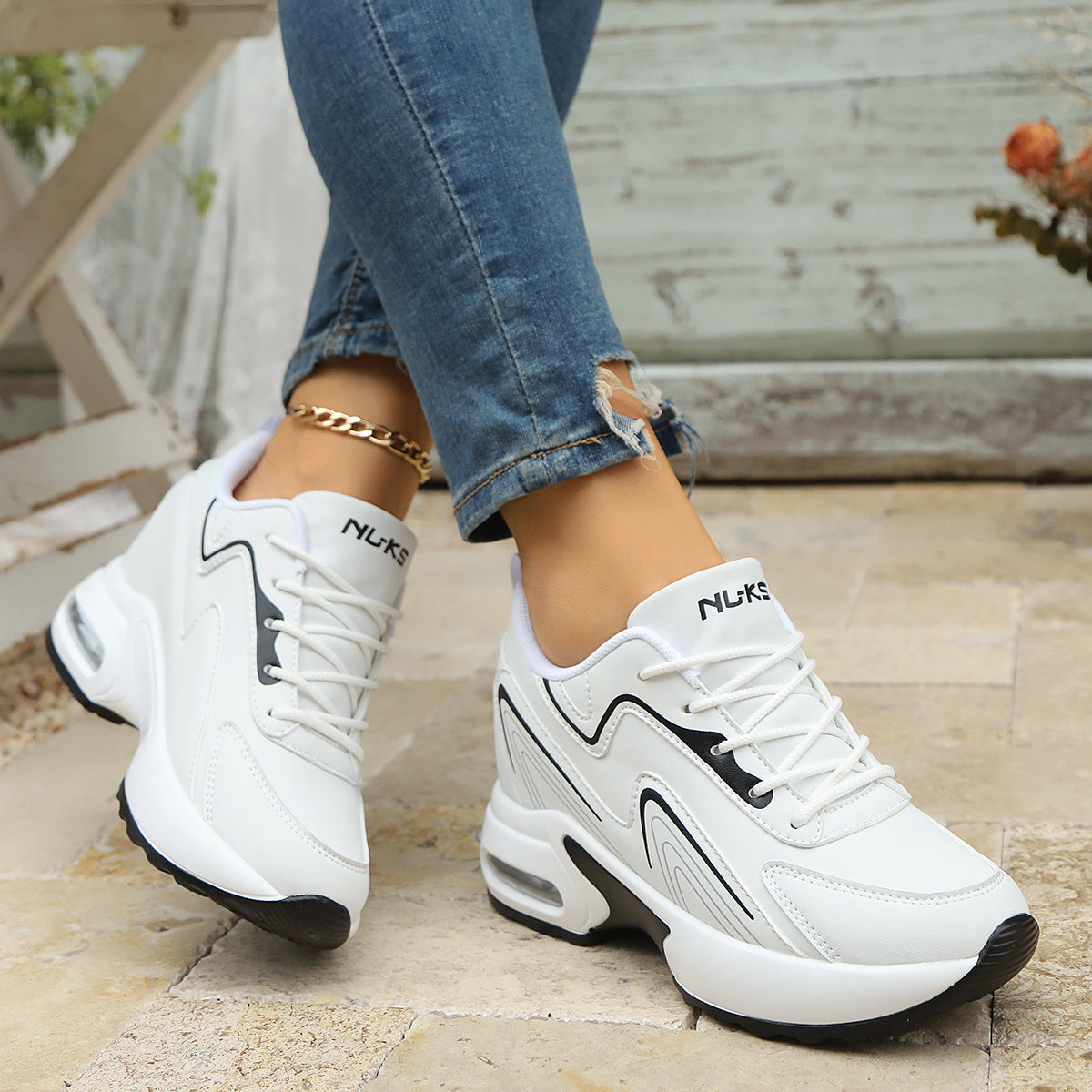 Summer Wear-Resistant Height-Increasing Dad Shoes Mesh Tendon Sole Running Shoes Breathable Non-Slip Sports Shoes