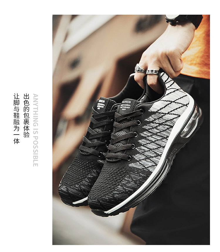 Men's Shoes 2025 Spring New Fluorescent Green Sports Breathable Mesh Air Cushion Non-Slip Casual Lightweight Couple Running Shoes