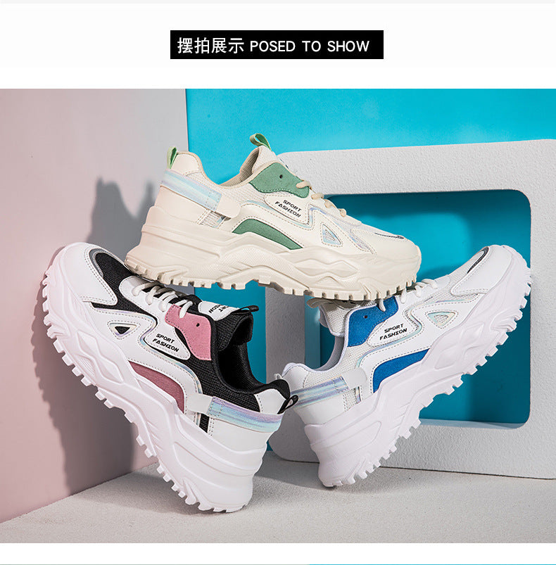 Spring and Summer New Sports Dad Shoes, Women's Casual Shoes, Low-Top Sports Shoes, Flat-Soled Platform Shoes, Lightweight Shoes