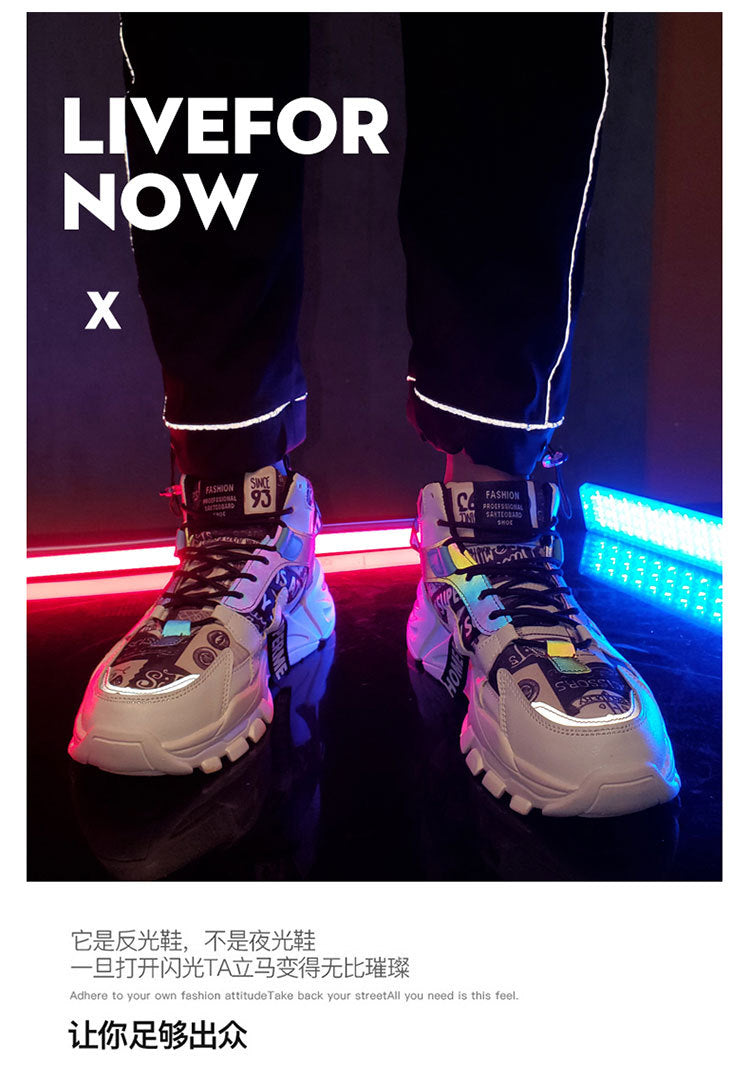 2024 New Fashionable Shoes Distinctive Autumn High-top Shoes Autumn and Winter Men's Shoes High-top Board Shoes Korean Fashionable Running Shoes for Students
