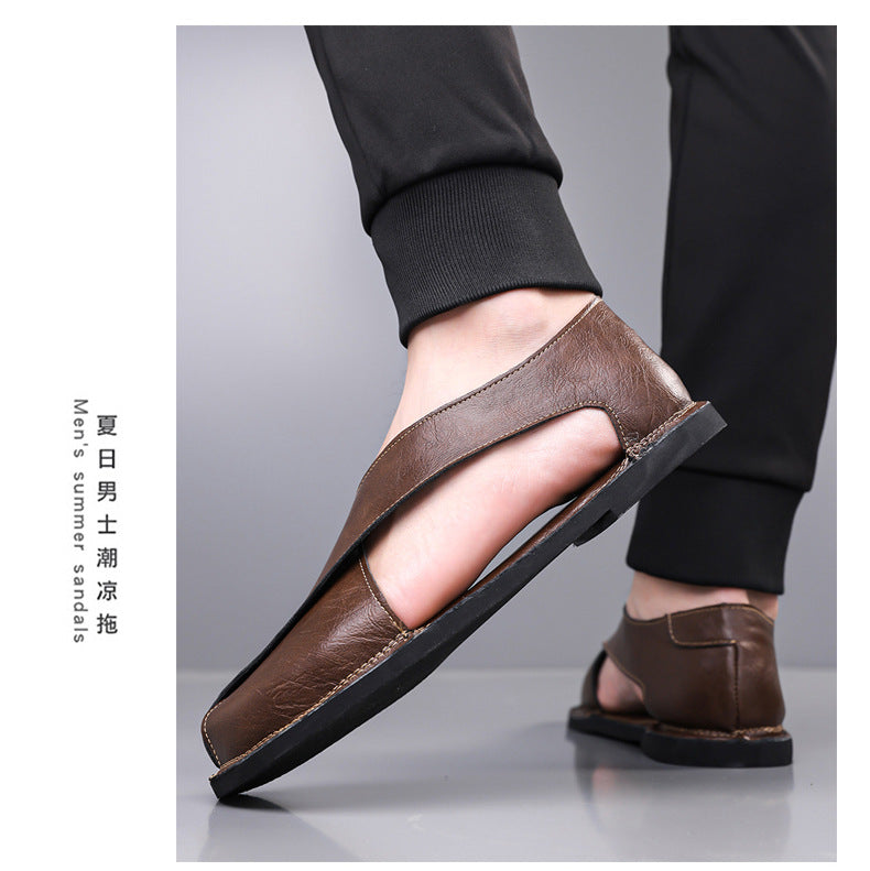 Italian Leather Sandals for Men Summer Sandals Men Casual Shoes Black Fashion Gladiator Sandals for Men Designer Shoes Zapatos