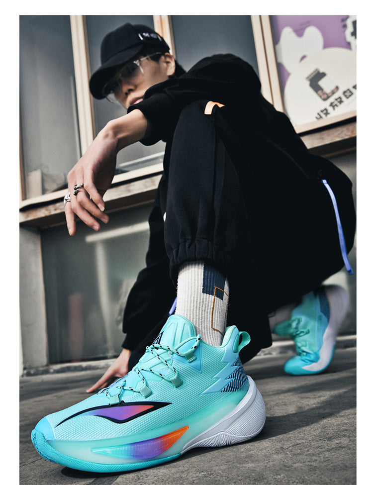 Basketball Shoes Men's and Women's Non-slip Wear-resistant Practical Training Shoes Mesh Breathable Running Sneakers for Teenagers and Students