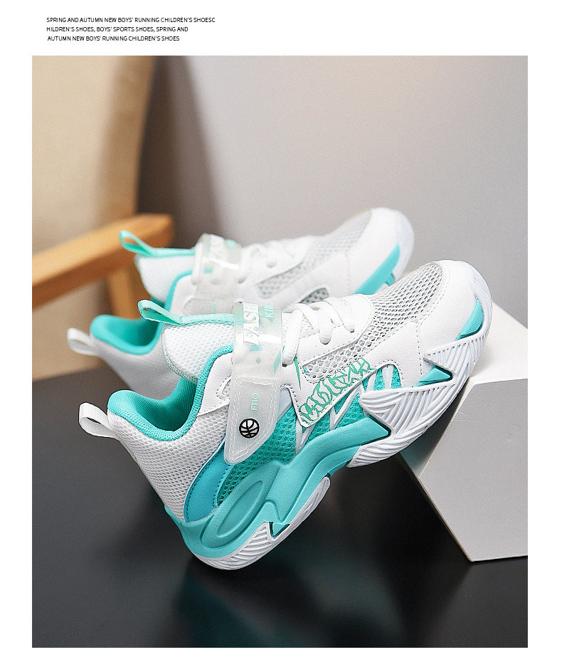 Summer New Children's Wear-Resistant Running Shoes, Mesh Breathable Casual Sports Shoes for Primary School Students, Trendy Lightweight Basketball Shoes