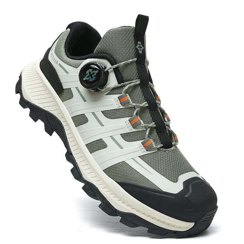 Rotating Buckle Anti-Slip Hiking Shoes for Men, Water-Repellent Cross-Country Running Shoes, Cushioning Outdoor Sports Shoes, Wear-Resistant Hiking Shoes