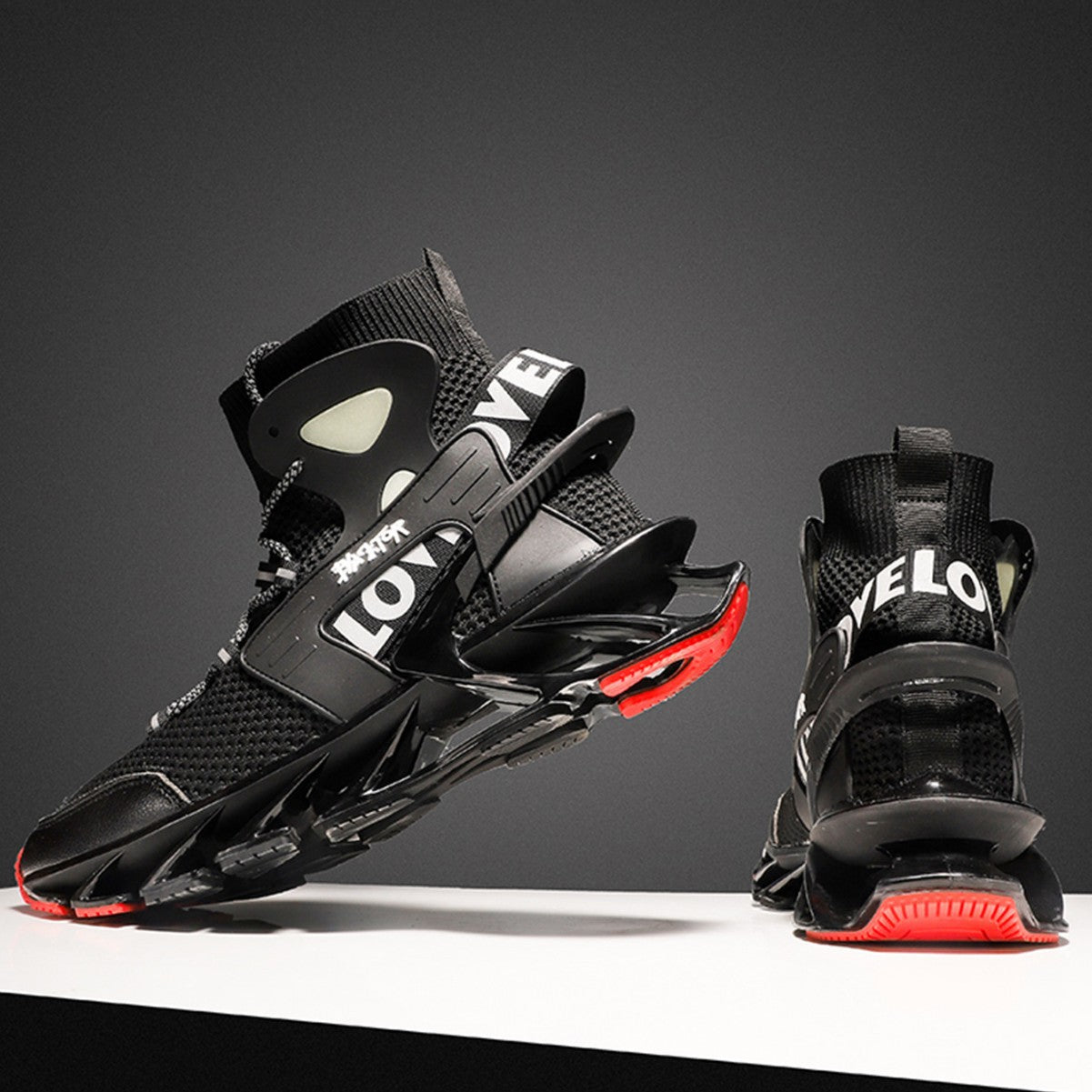 Cross-Border Large Size Men's Shoes, Trendy Height-Increasing Shoes, Men's Shock-Absorbing Running Shoes, Autumn Breathable Thick-Soled Soft-Soled Basketball Sports Running Shoes