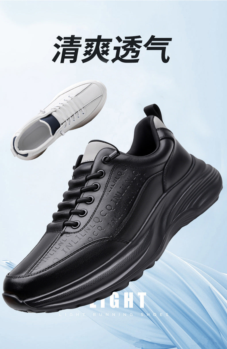 Sports Shoes for Men 2026 New Trendy Genuine Leather Lightweight Soft-Soled Casual Shoes for Students Running Outdoor High-End Men's Shoes