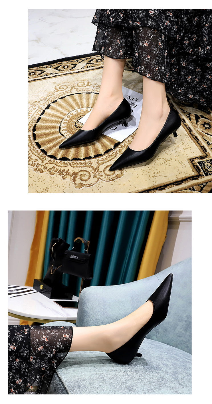 Fashion pointed toe mid heeled shoes 4 cm Stilettos Occupation OL Office shoes low-heel women shoes Kitten high heels Pumps Lady