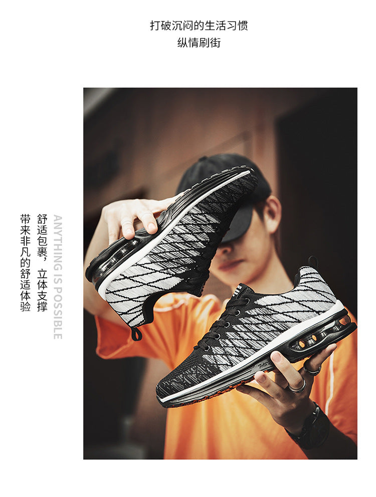 Men's Shoes 2025 Spring New Fluorescent Green Sports Breathable Mesh Air Cushion Non-Slip Casual Lightweight Couple Running Shoes
