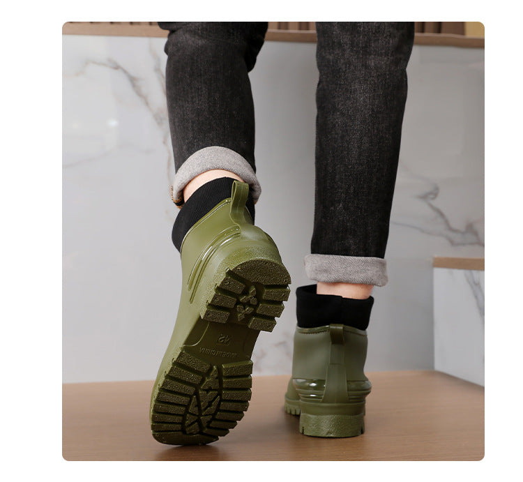 Water Shoes for Women, Chelsea Style with Fleece Lining, Short Rain Boots for Men, Low-Top Rubber Shoes for Men and Women, Non-Slip and Wear-Resistant