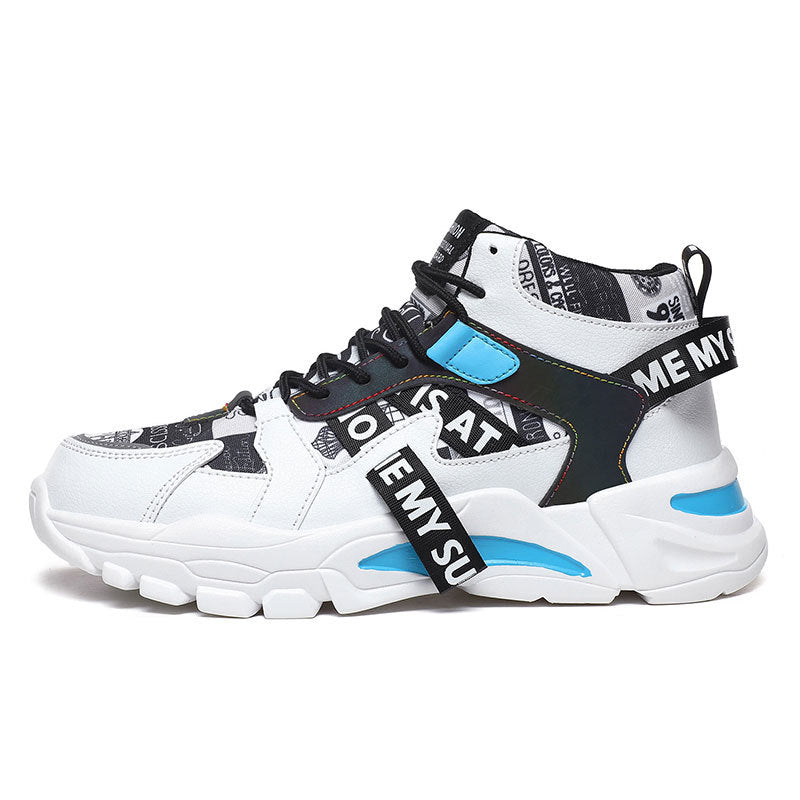 2024 New Fashionable Shoes Distinctive Autumn High-top Shoes Autumn and Winter Men's Shoes High-top Board Shoes Korean Fashionable Running Shoes for Students