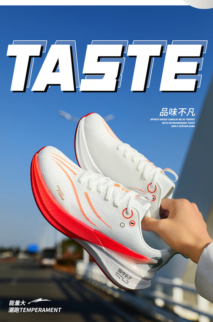 Running Shoes, Sports Shoes, Racing Shock-Absorbing Ultra-Light Running Shoes for Male Teenagers and Students, Carbon Plate Racing Breathable Fly-Woven Mesh