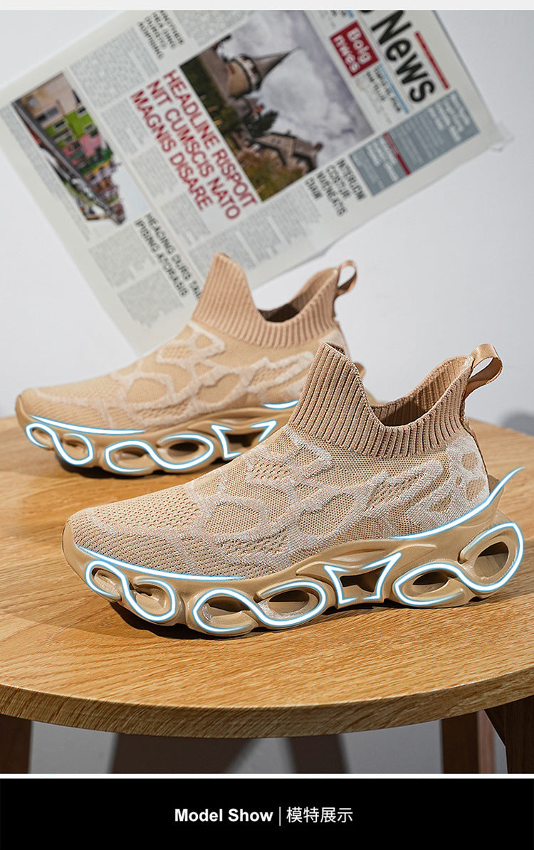 Men's Shoes Summer Breathable Flying Knitting Socks Men's Mesh Shoes Casual sneaker Blade Cross-border plus size Running Shoes Trendy