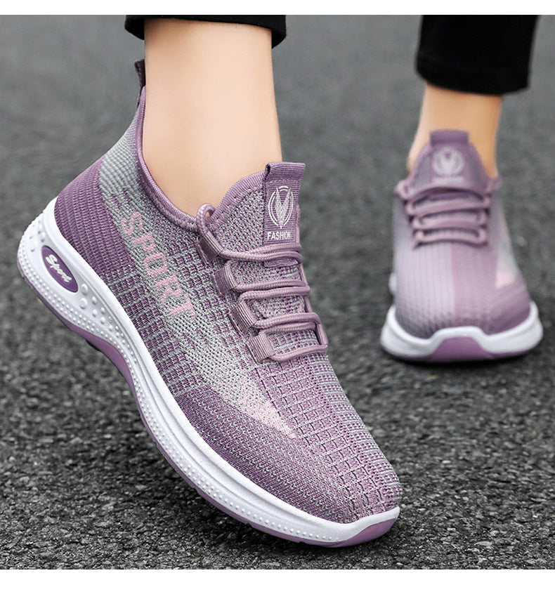 Sports Shoes for Women, Summer New Breathable Mesh Shoes, Fly-Knit Soft-Soled Running Shoes, Comfortable and Not Tiring for Feet, Casual Women's Shoes