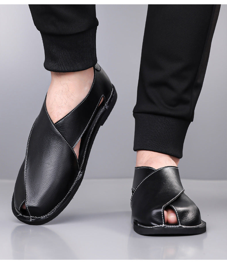 Italian Leather Sandals for Men Summer Sandals Men Casual Shoes Black Fashion Gladiator Sandals for Men Designer Shoes Zapatos