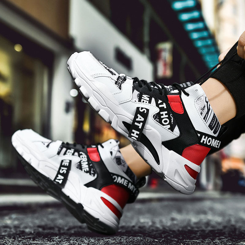 2024 New Fashionable Shoes Distinctive Autumn High-top Shoes Autumn and Winter Men's Shoes High-top Board Shoes Korean Fashionable Running Shoes for Students