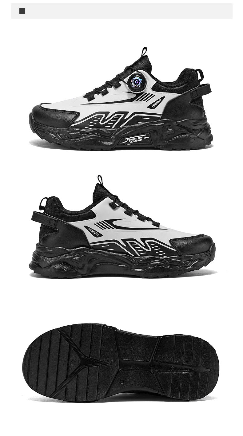 Men's Shoes Summer Breathable Lightweight Running Sports Trendy Shoes Non-slip Height-up Men's Slip-on Swivel Buckle Casual Shoes