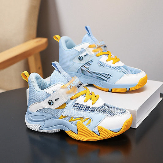 Summer New Children's Wear-Resistant Running Shoes, Mesh Breathable Casual Sports Shoes for Primary School Students, Trendy Lightweight Basketball Shoes