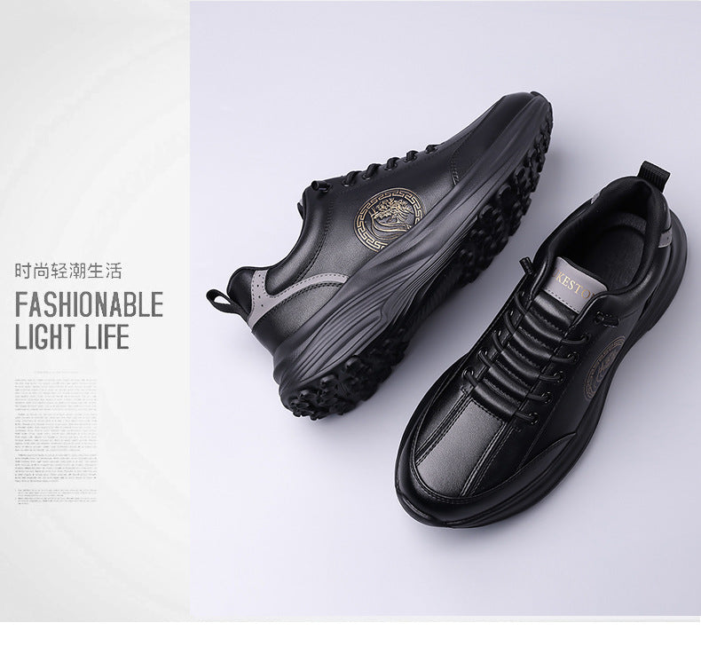 Men's Sports Shoes 2026 New Trendy Genuine Leather Lightweight Soft-Soled Soft-Surface Casual Shoes for Male Students Running Outdoor Men's Shoes