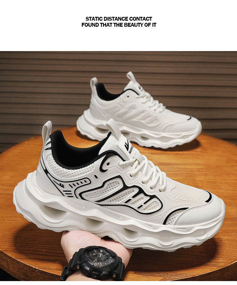 Warrior Men's Shoes 2026 New Model Breathable Hollow Soft Sole Shock Absorbing Lightweight Running Casual Sports Versatile Dad Sneakers