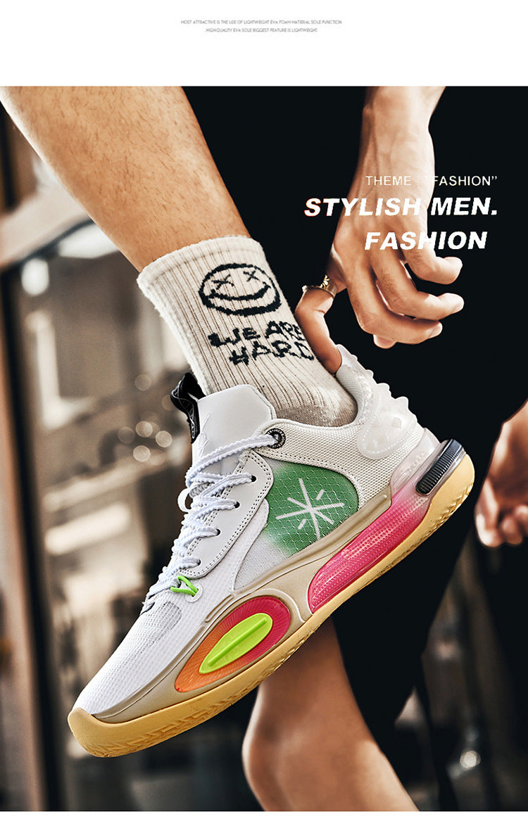Basketball Shoes Men's New Breathable Non-slip Shock Absorption Wear-resistant Rebound Practical Training Shoes Sports Shoes for Young Students