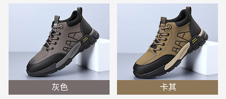 Youth Workwear Men's Shoes Autumn Casual Leather Shoes Men's Soft Sole All-match Fashionable sneaker Soft Leather Korean Style Trendy Shoes with Thick Sole