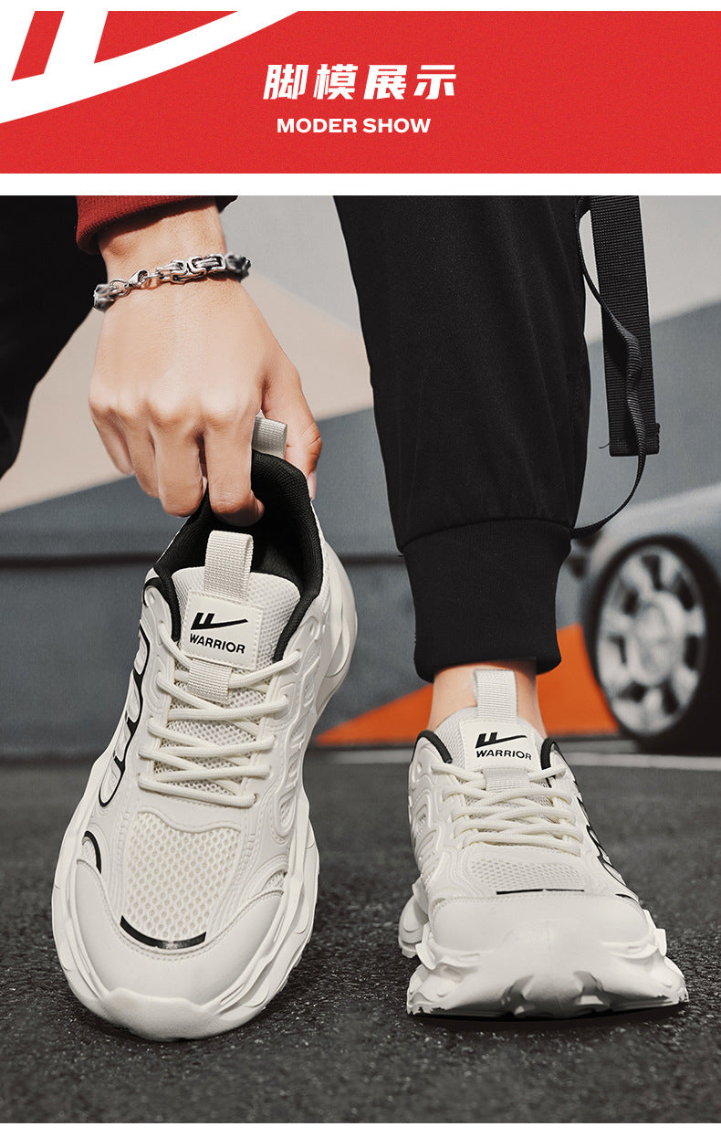 Warrior Men's Shoes 2026 New Model Breathable Hollow Soft Sole Shock Absorbing Lightweight Running Casual Sports Versatile Dad Sneakers