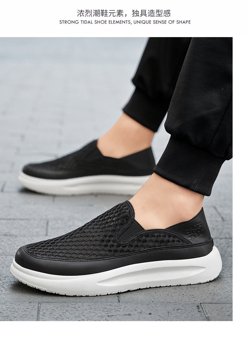Quality Selection Men's Summer Sports Shoes 2025 Mesh Breathable Running Shoes One-Leg Outdoor Shock-Absorbing Running Shoes National Trend